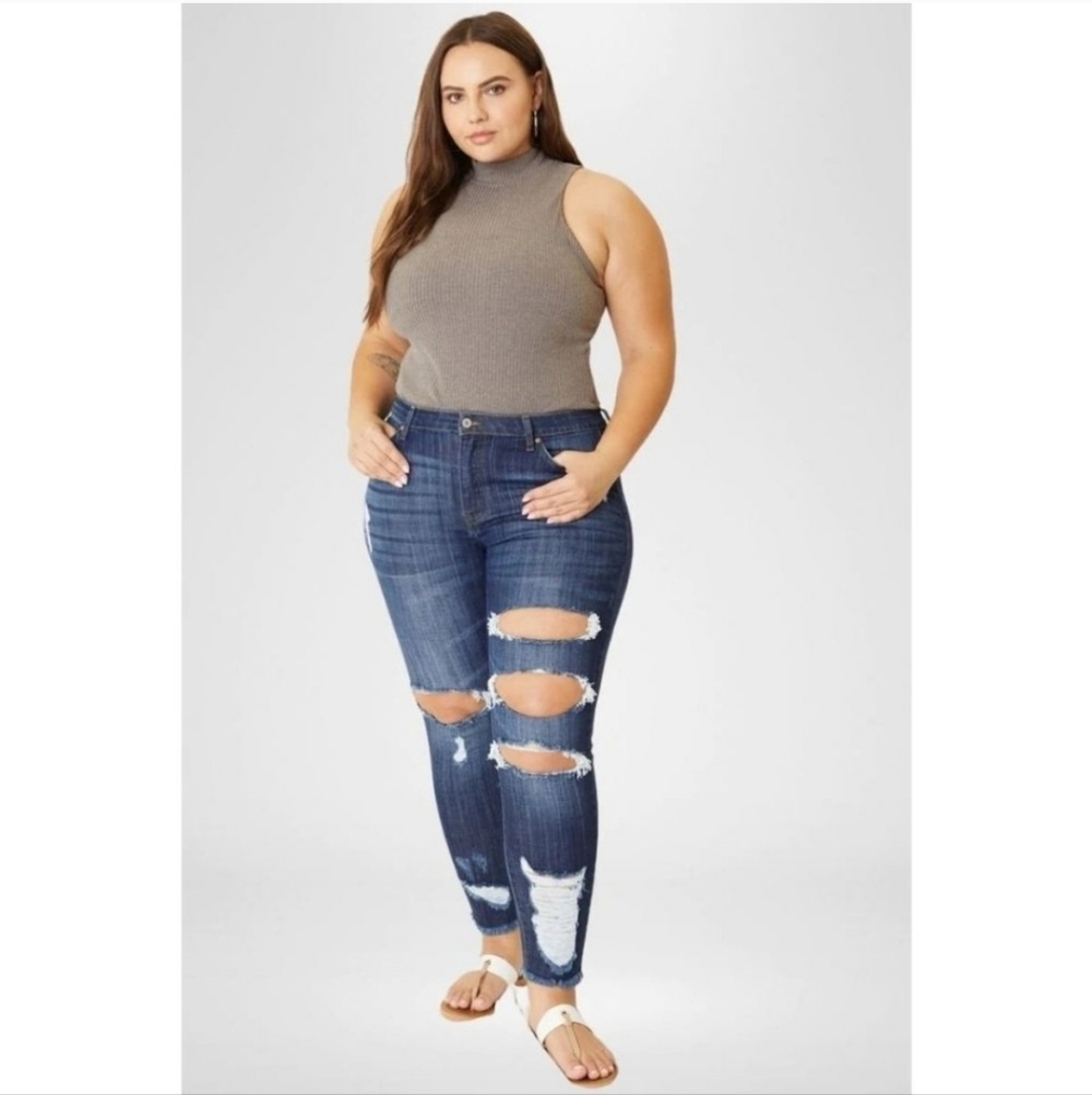 KanCan Dark Blue Distressed Skinny Jeans